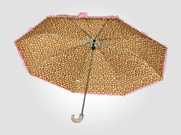 21-inch polyester fabric folded hands open transparent lace umbrella elbow