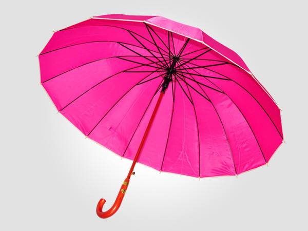 650 straight bone automatic 16K wood rods polyester plain edging umbrella